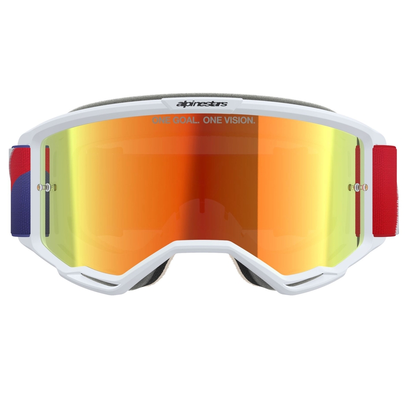 Motokrosové brýle Alpinestars Vision 5 Corp bílo-modro-červené se zrcadlovým červeným zorníkem