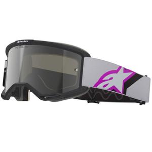 Motokrosové brýle Alpinestars Vision 5 Corp černo-šedo-fialovo-bílé se zrcadlovým stříbrným zorníkem