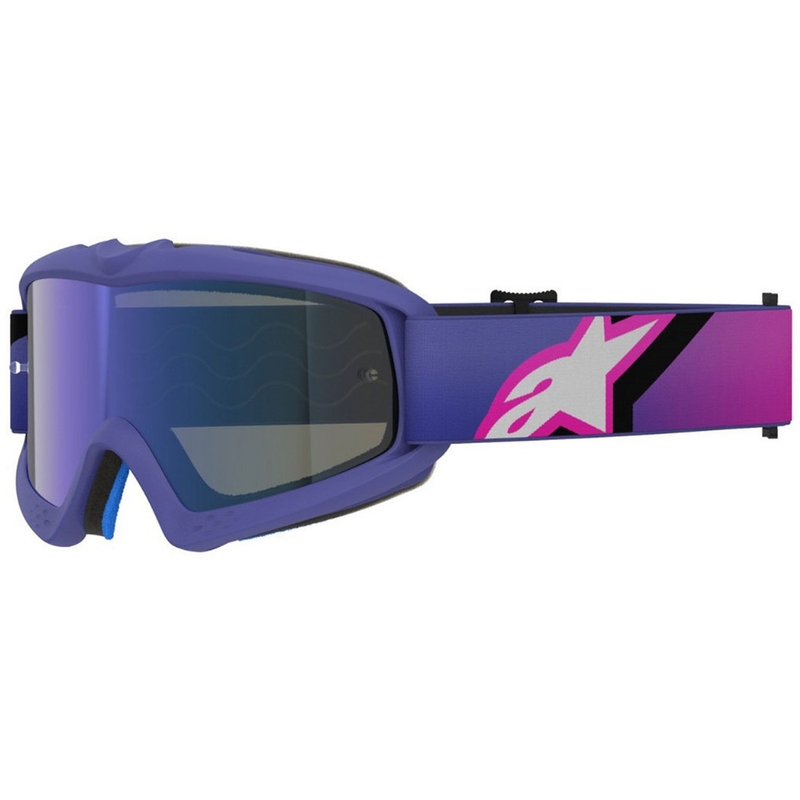 Dětské motokrosové brýle Alpinestars Vision Youth Corp fialovo-fluo růžové se zrcadlovým modrým zorníkem