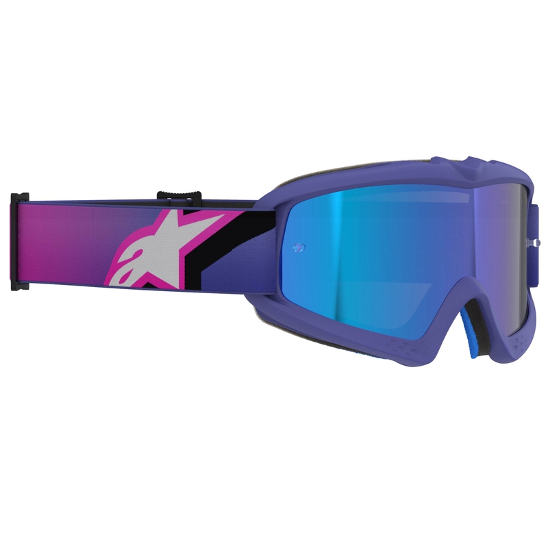 Dětské motokrosové brýle Alpinestars Vision Youth Corp fialovo-fluo růžové se zrcadlovým modrým zorníkem