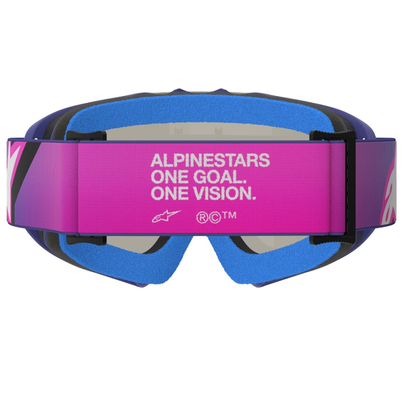 Dětské motokrosové brýle Alpinestars Vision Youth Corp fialovo-fluo růžové se zrcadlovým modrým zorníkem