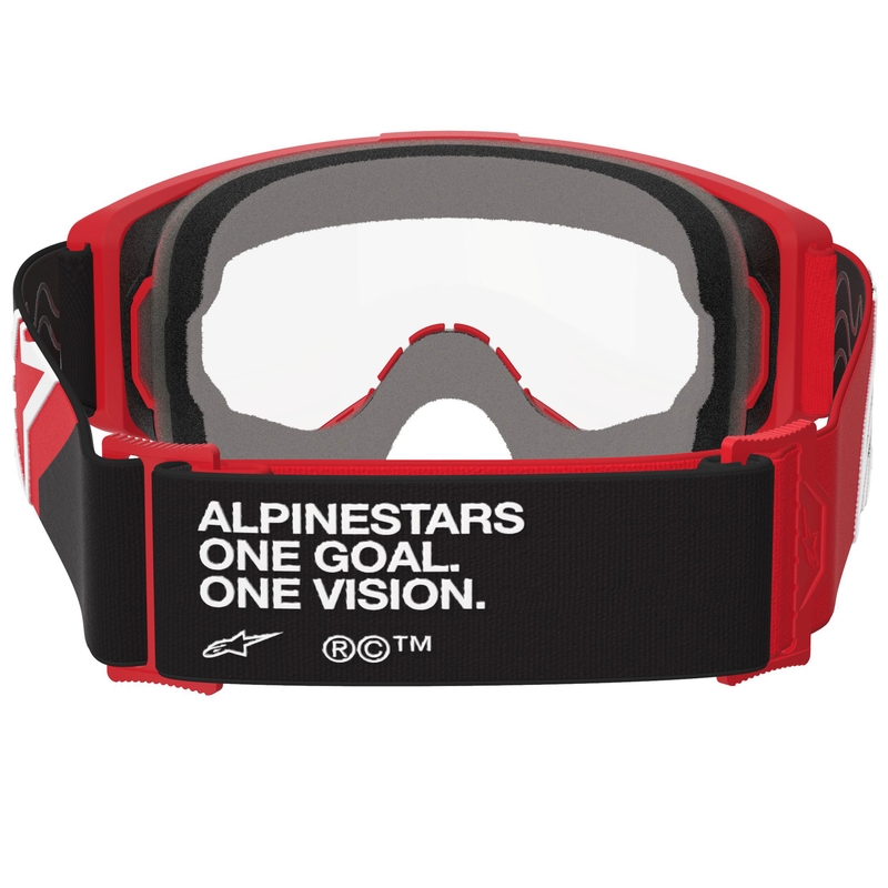 Motokrosové brýle Alpinestars Vision OTG červeno-černo-bílé s čirým zorníkem