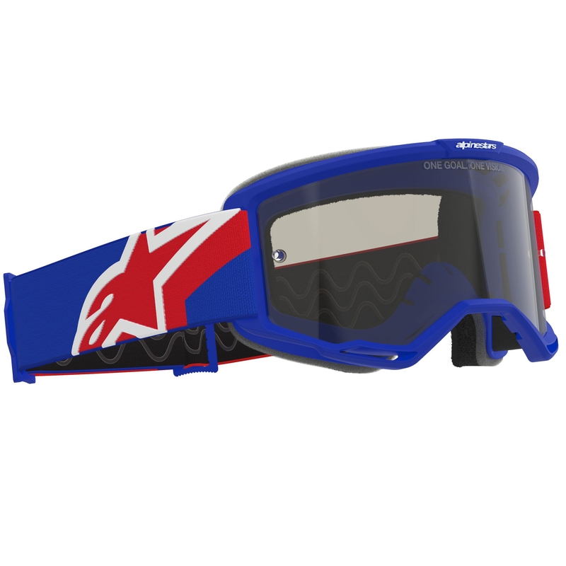 Motokrosové brýle Alpinestars Vision Sand modro-červeno-bílé s tmavě kouřovým zorníkem