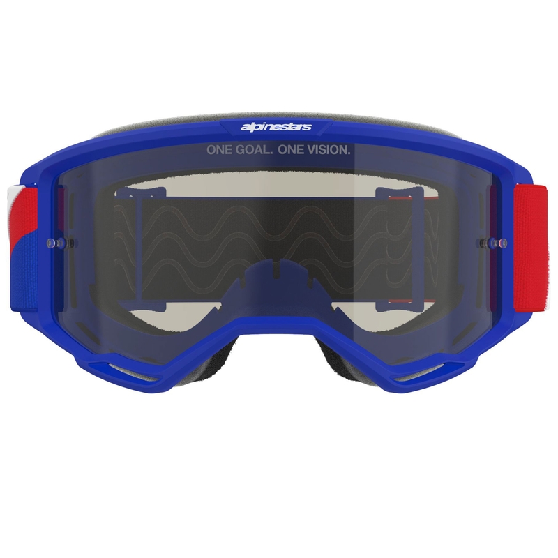 Motokrosové brýle Alpinestars Vision Sand modro-červeno-bílé s tmavě kouřovým zorníkem