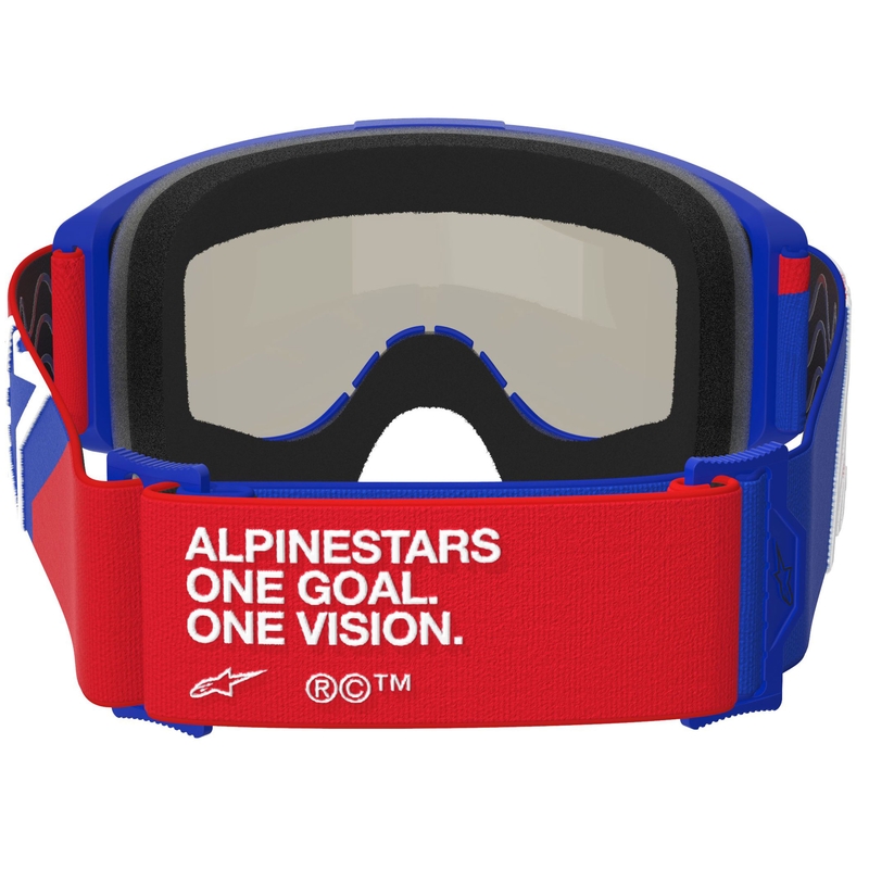 Motokrosové brýle Alpinestars Vision Sand modro-červeno-bílé s tmavě kouřovým zorníkem