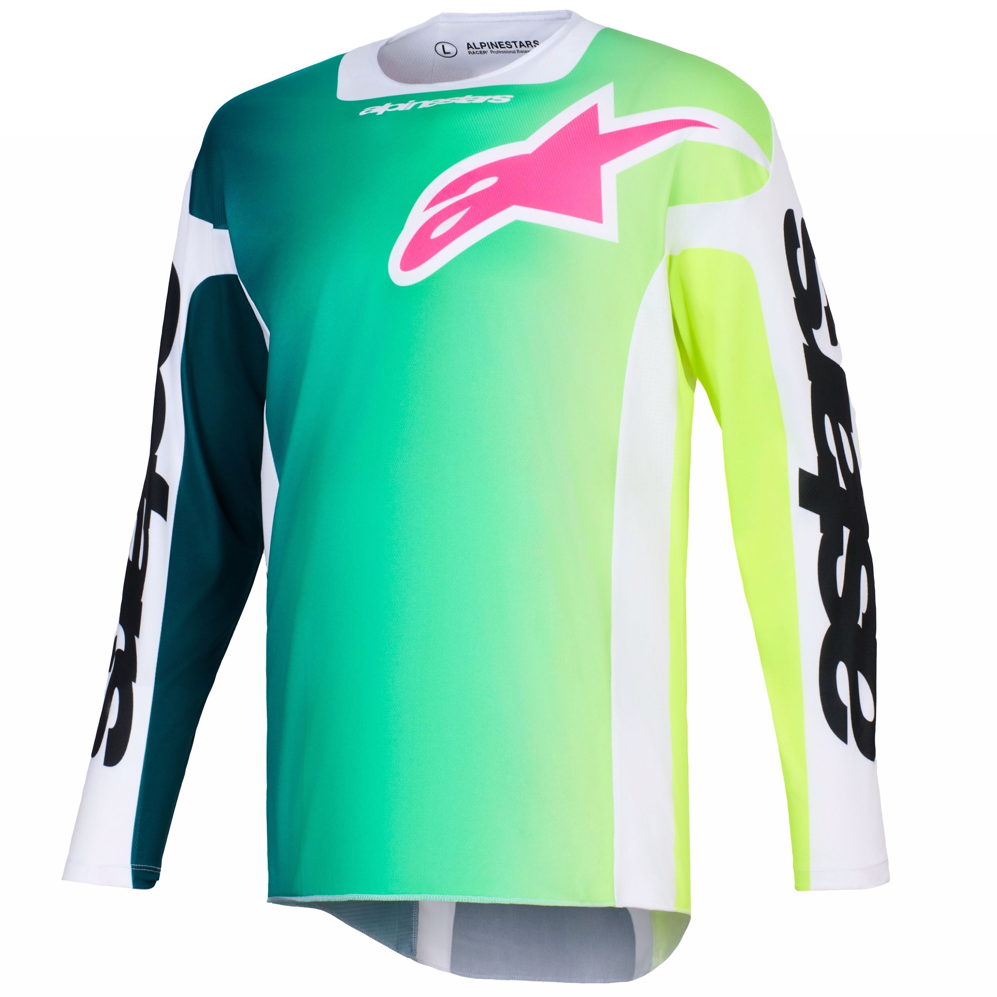 Motokrosový dres Alpinestars Racer Portl zeleno-bílo-černý Velikost: L