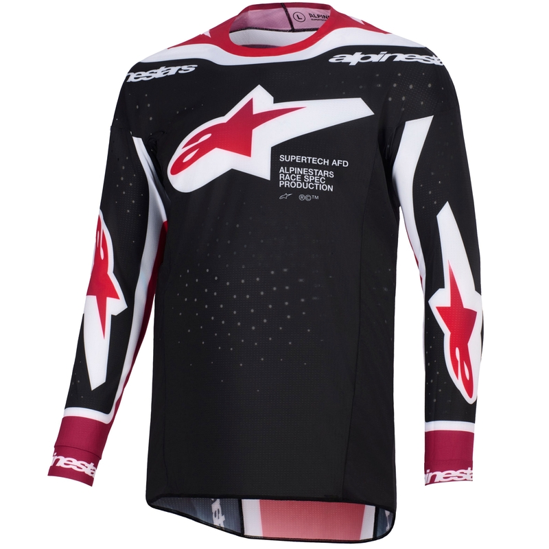 Motokrosový dres Alpinestars Supertech Pro AFD Vista černo-červeno-bílý