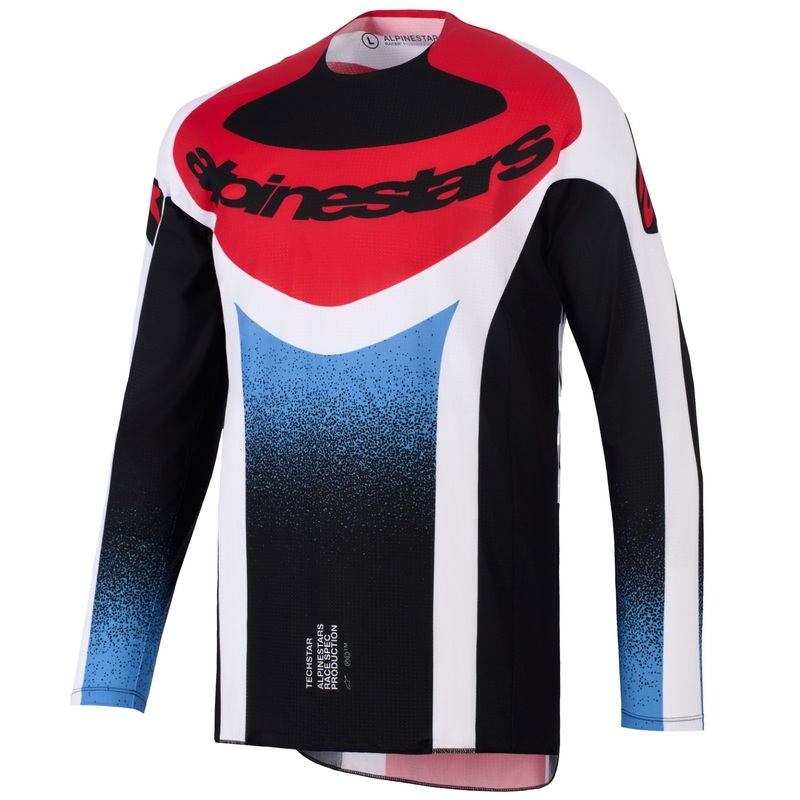 Motokrosový dres Alpinestars Techstar Knif černo-bílo-modro-červený