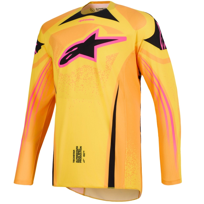 Motokrosový dres Alpinestars Techstar Nomur oranžovo-žluto-růžový