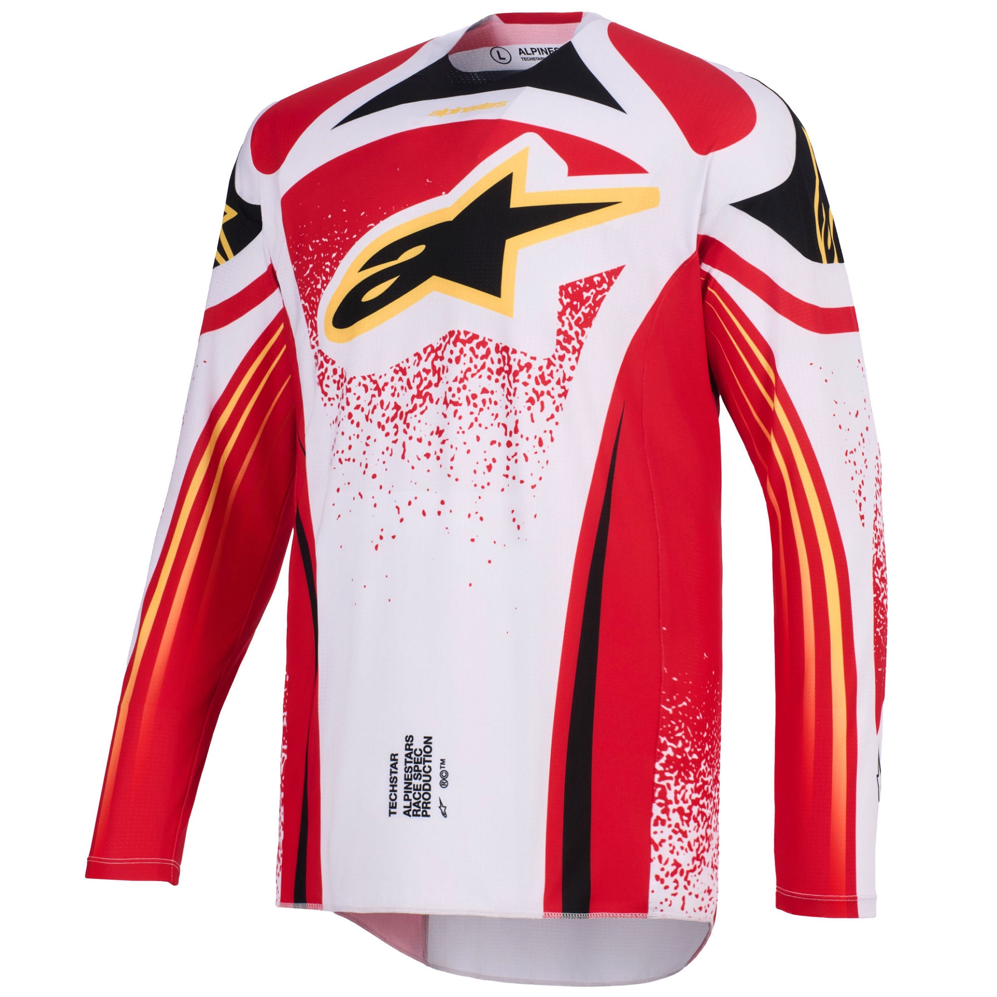 Motokrosový dres Alpinestars Techstar Nomur světle šedo-červeno-černo-žlutý Velikost: S