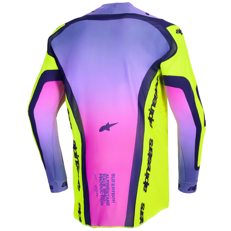 Motokrosový dres Alpinestars Supertech Vista fluo žluto-fialovo-černý