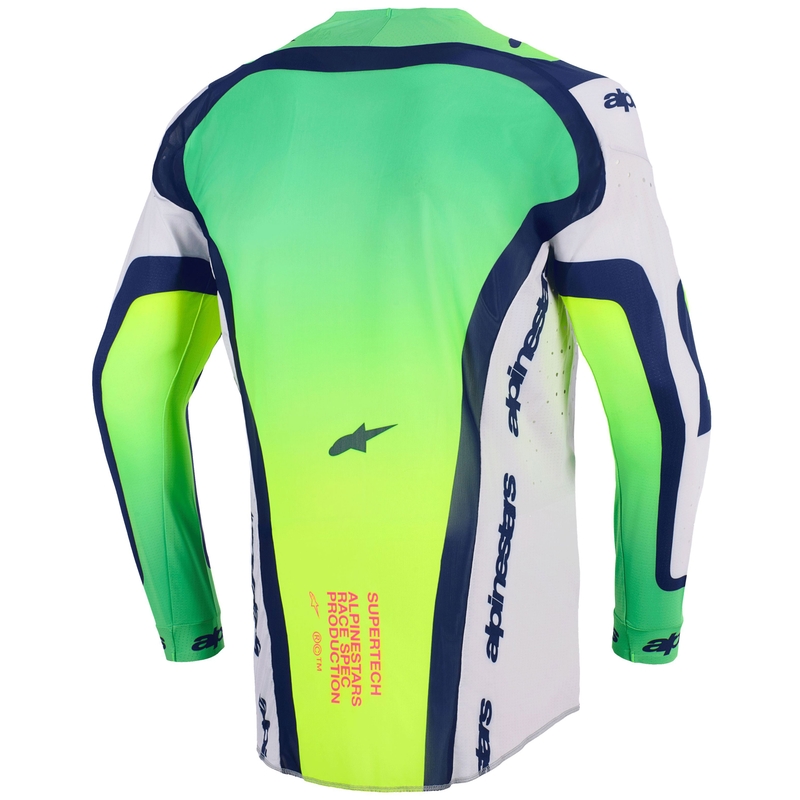 Motokrosový dres Alpinestars Supertech Vista světle šedo-fluo žluto-zeleno-modro-růžový