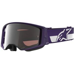 Motokrosové brýle Alpinestars Supertech Vision Hunta96 XXV fialovo-bílé se zrcadlově stříbrným plexi