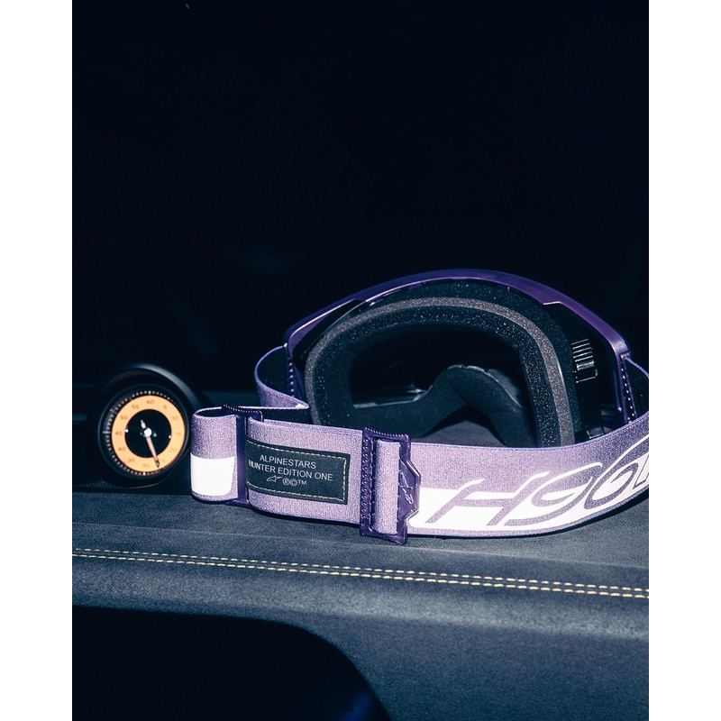 Motokrosové brýle Alpinestars Supertech Vision Hunta96 XXV fialovo-bílé se zrcadlově stříbrným plexi