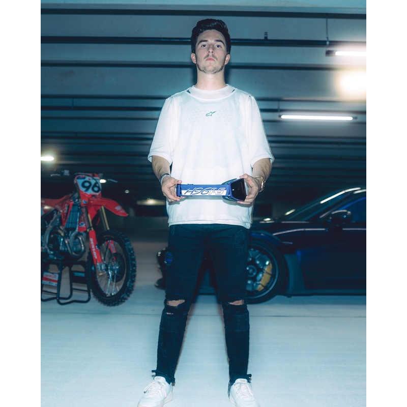 Motokrosové brýle Alpinestars Supertech Vision Hunta96 XXV fialovo-bílé se zrcadlově stříbrným plexi