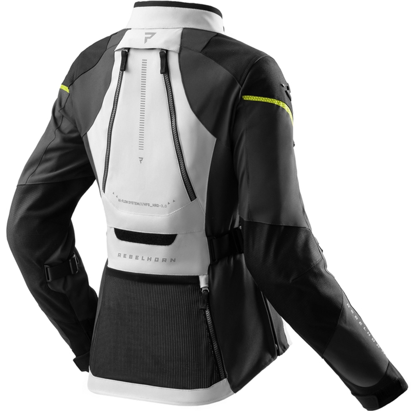 Dámská bunda na motorku Rebelhorn Hardy 3.0 černo-šedo-fluo žlutá