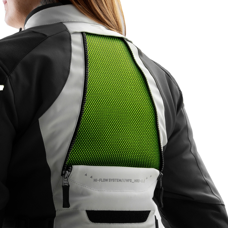 Dámská bunda na motorku Rebelhorn Hardy 3.0 černo-šedo-fluo žlutá