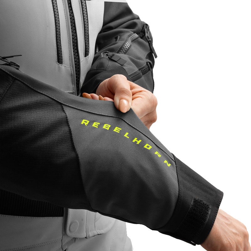 Dámská bunda na motorku Rebelhorn Hardy 3.0 černo-šedo-fluo žlutá
