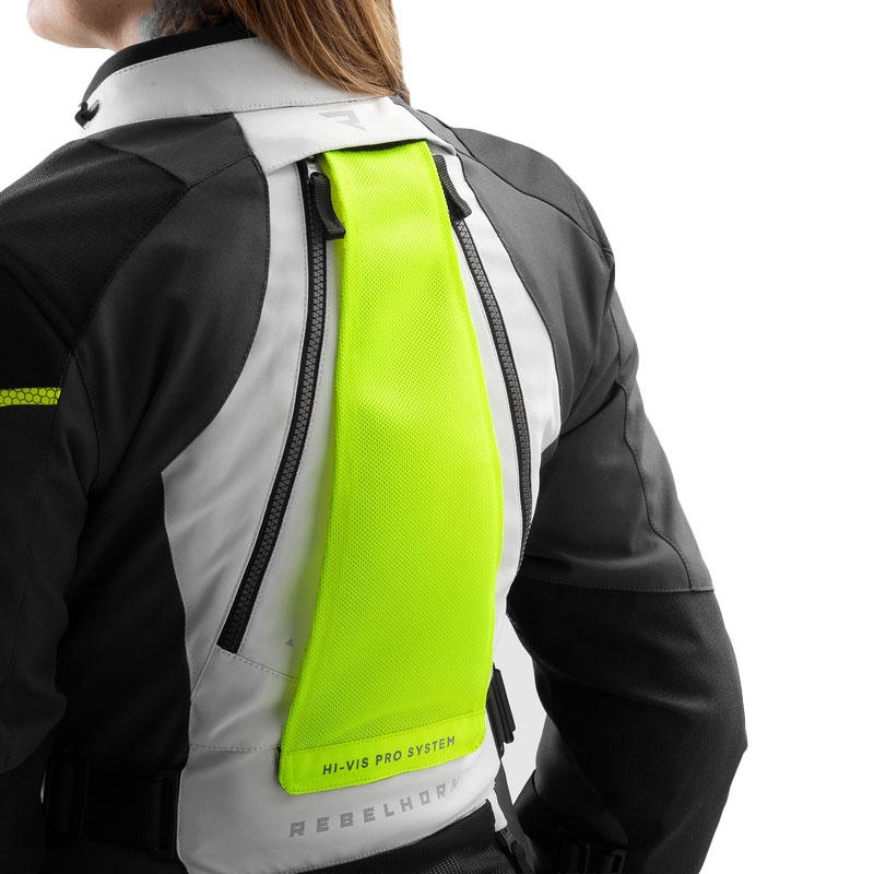 Dámská bunda na motorku Rebelhorn Hardy 3.0 černo-šedo-fluo žlutá