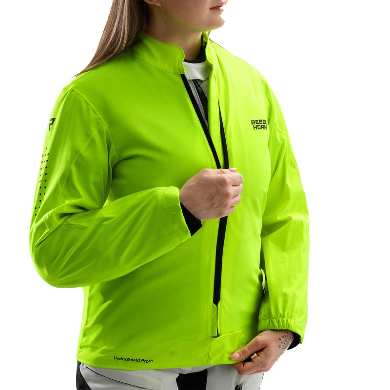 Dámská bunda na motorku Rebelhorn Hardy 3.0 černo-šedo-fluo žlutá