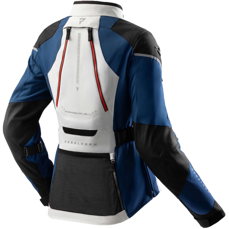 Dámská bunda na motorku Rebelhorn Hardy 3.0 modro-šedo-červená