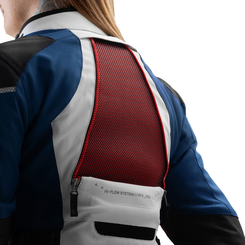 Dámská bunda na motorku Rebelhorn Hardy 3.0 modro-šedo-červená