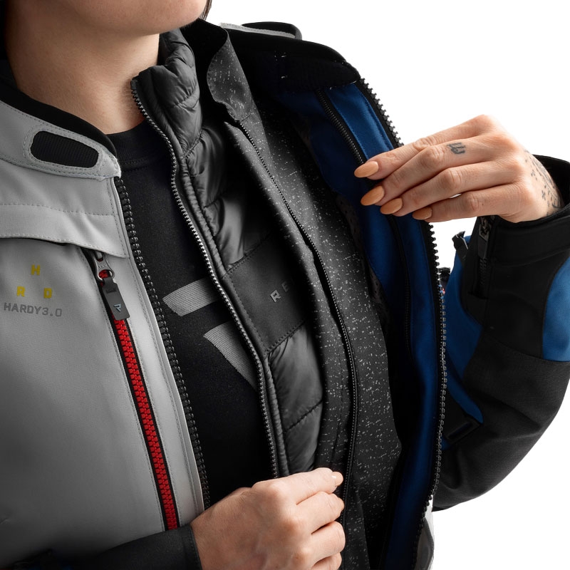 Dámská bunda na motorku Rebelhorn Hardy 3.0 modro-šedo-červená