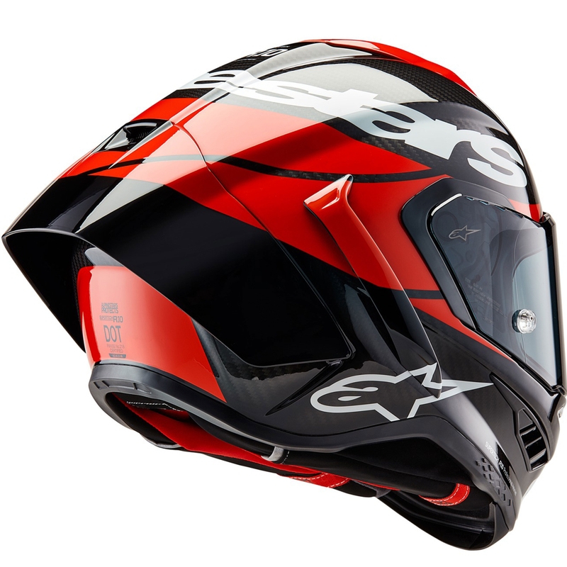 Integrální helma na motorku Alpinestars Supertech R-10 Element carbon fluo červeno-bílá