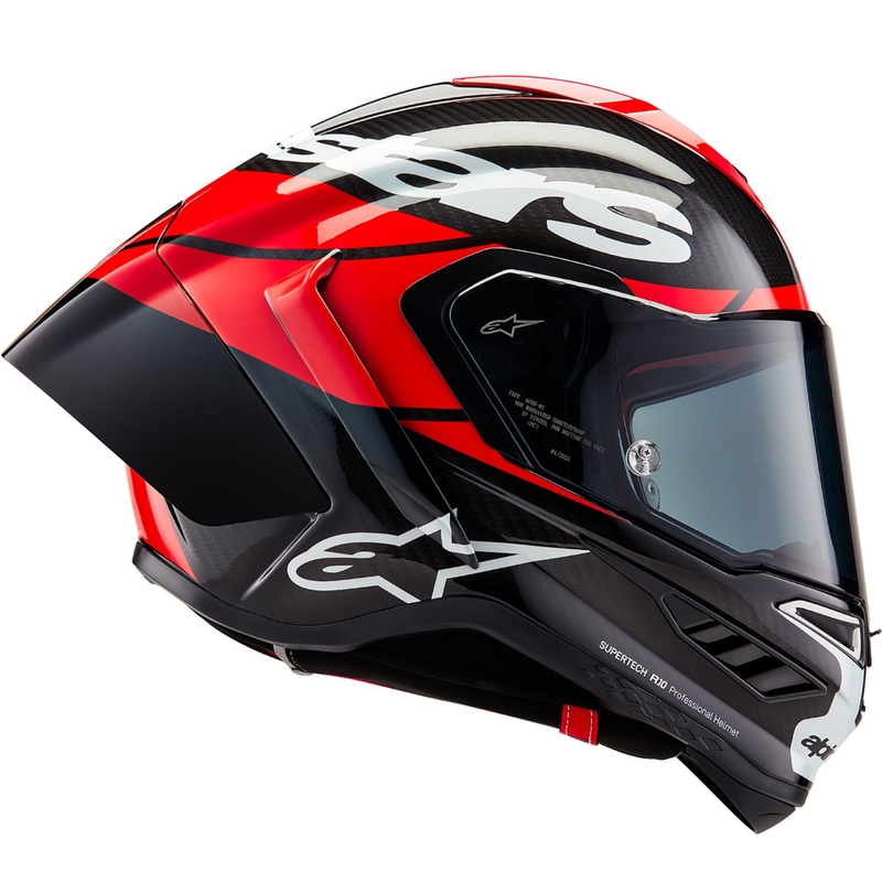 Integrální helma na motorku Alpinestars Supertech R-10 Element carbon fluo červeno-bílá