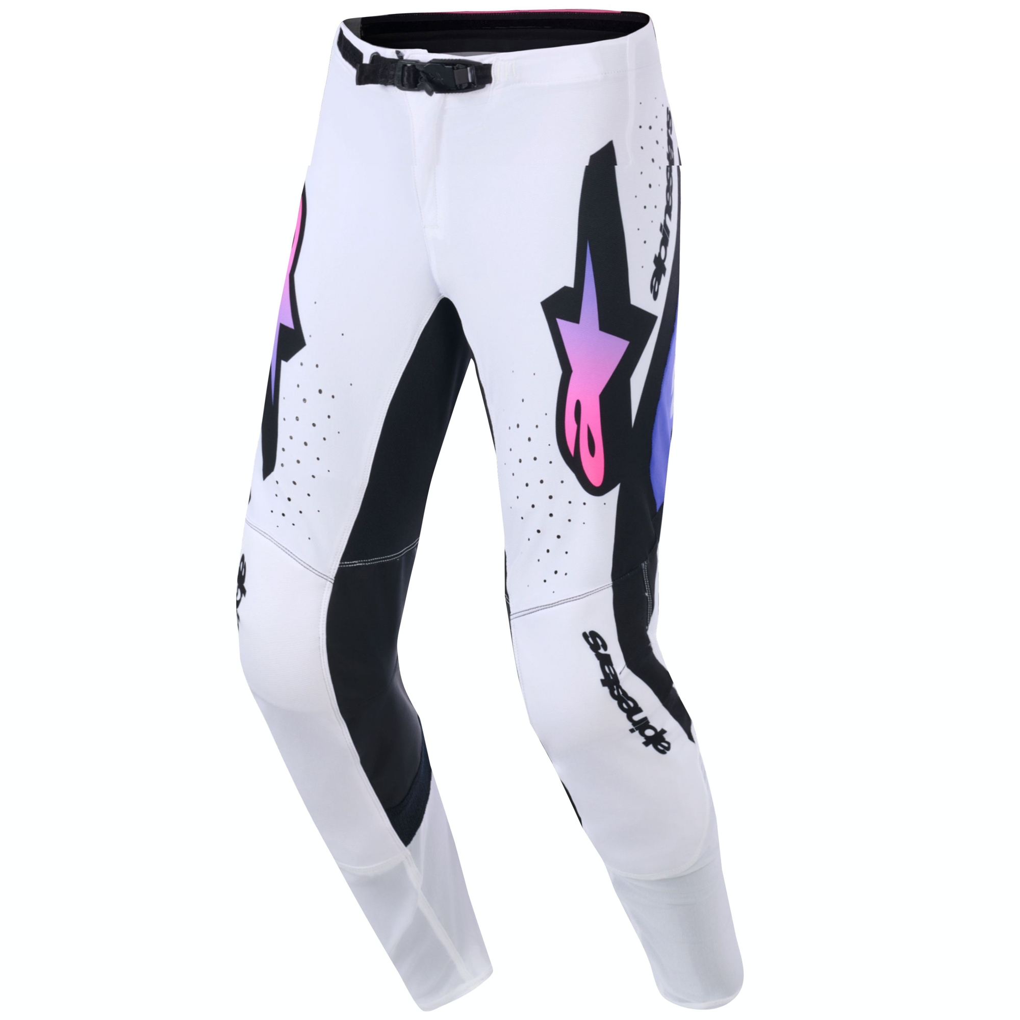 Motokrosové kalhoty Alpinestars Supertech Pro Vista bílo-fialovo-černé Velikost: 28