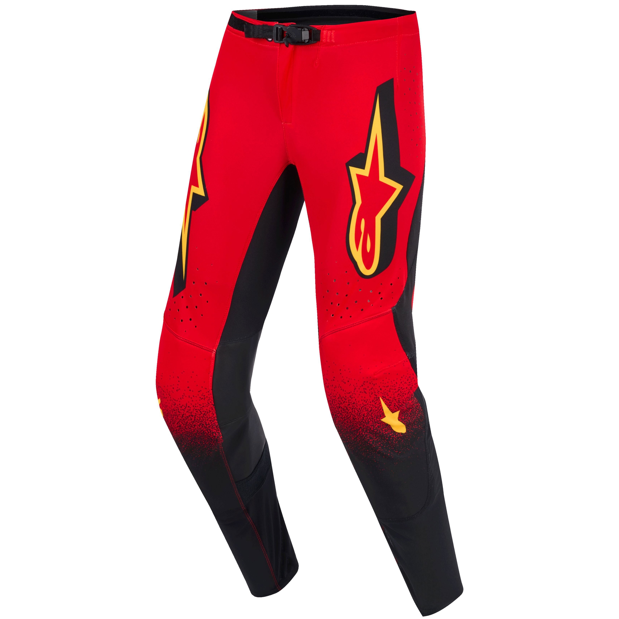 Motokrosové kalhoty Alpinestars Supertech Scenz červeno-černo-žluté Velikost: 28