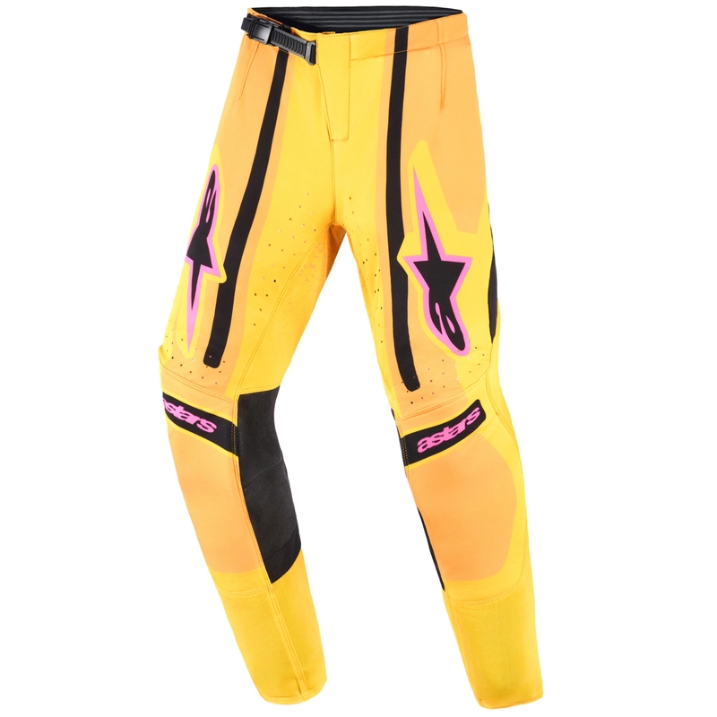 Dětské motokrosové kalhoty Alpinestars Techstar Nomur oranžovo-žluto-růžové