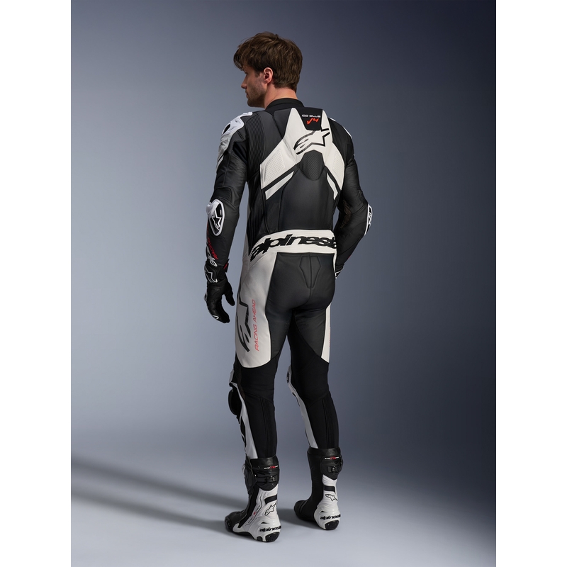Jednodílná kožená kombinéza Alpinestars GP Plus V4 Sprint, Tech-air kompatibilní černo-bílo-červená fluo