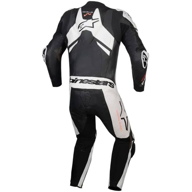 Jednodílná kožená kombinéza Alpinestars GP Plus V4 Sprint, Tech-air kompatibilní černo-bílo-červená fluo