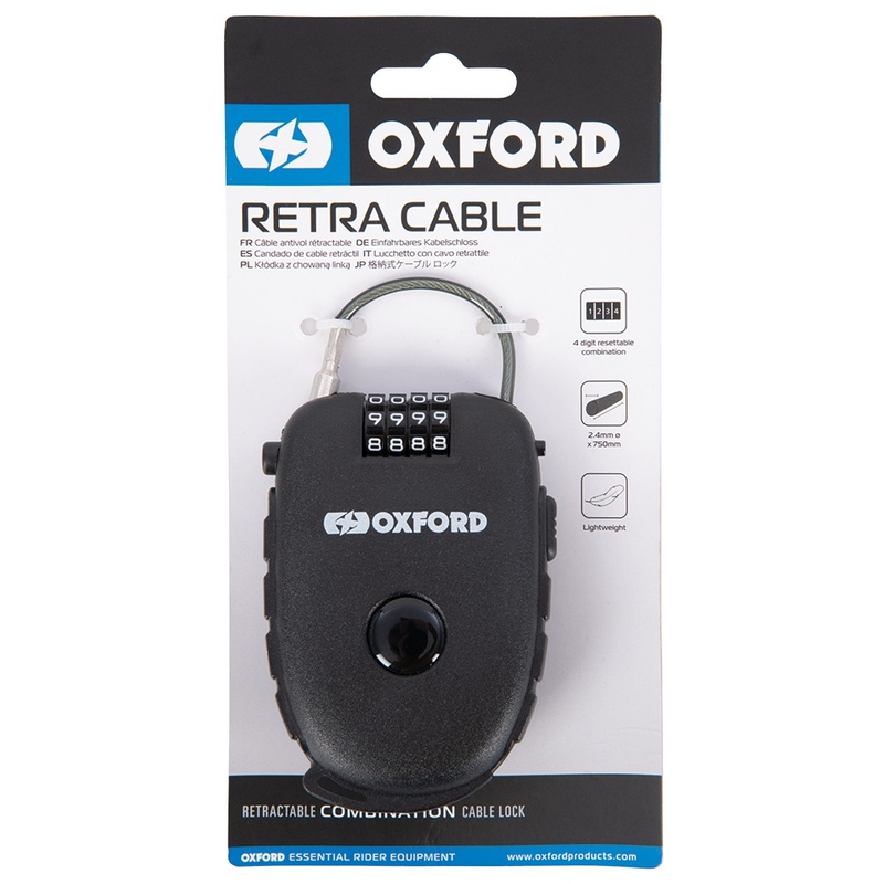 Svinovací lankový zámek Oxford Retractable Combination Lock černý