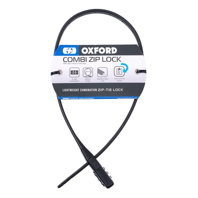 Zdrhovací zámek na přilby a příslušenství Oxford Combi Zip Lock černý