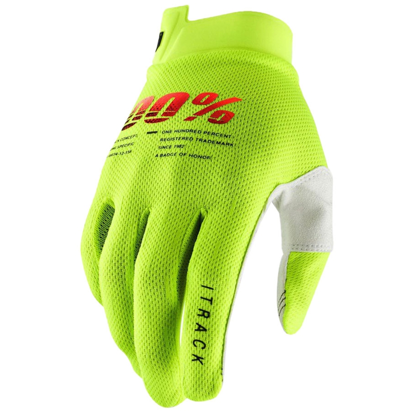 Motokrosové rukavice 100% - USA ITRACK fluo zelené