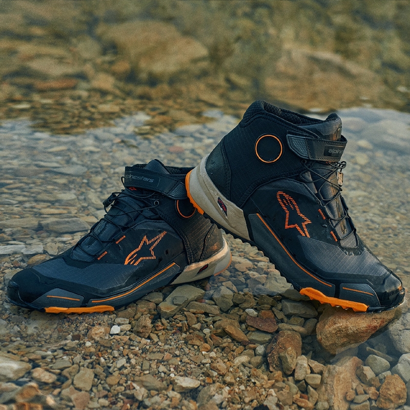 Boty na motorku Alpinestars CR-X Drystar černo-hnědo-oranžové