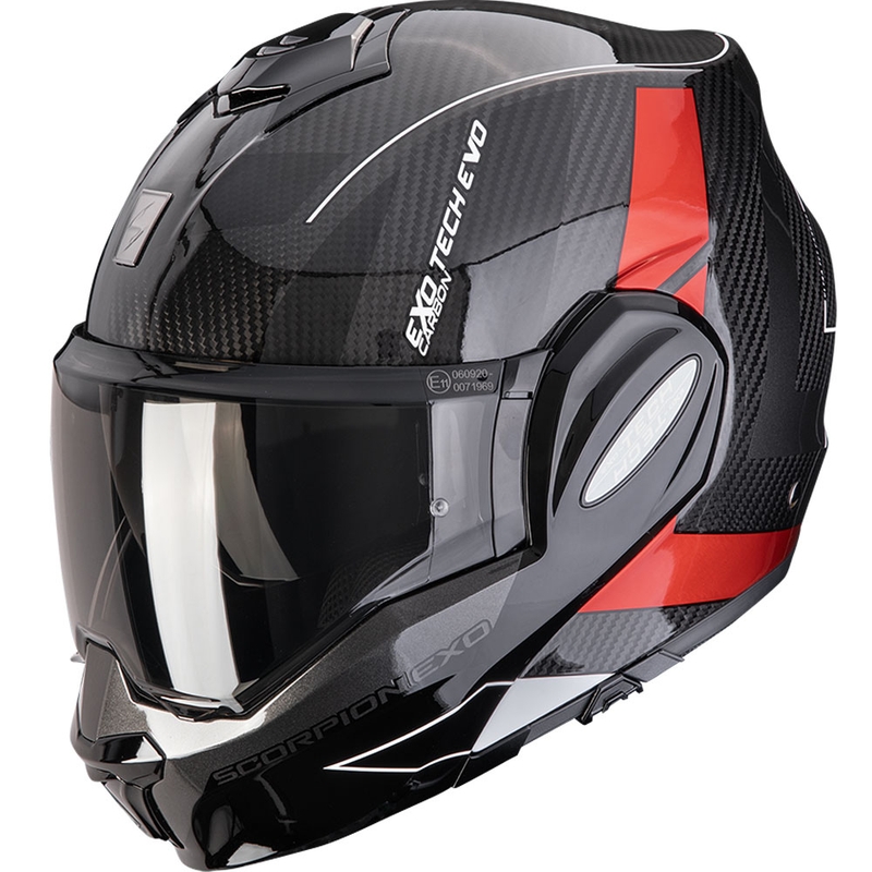 Překlápěcí helma na motorku Scorpion EXO-TECH EVO Carbon CAD černo-červená