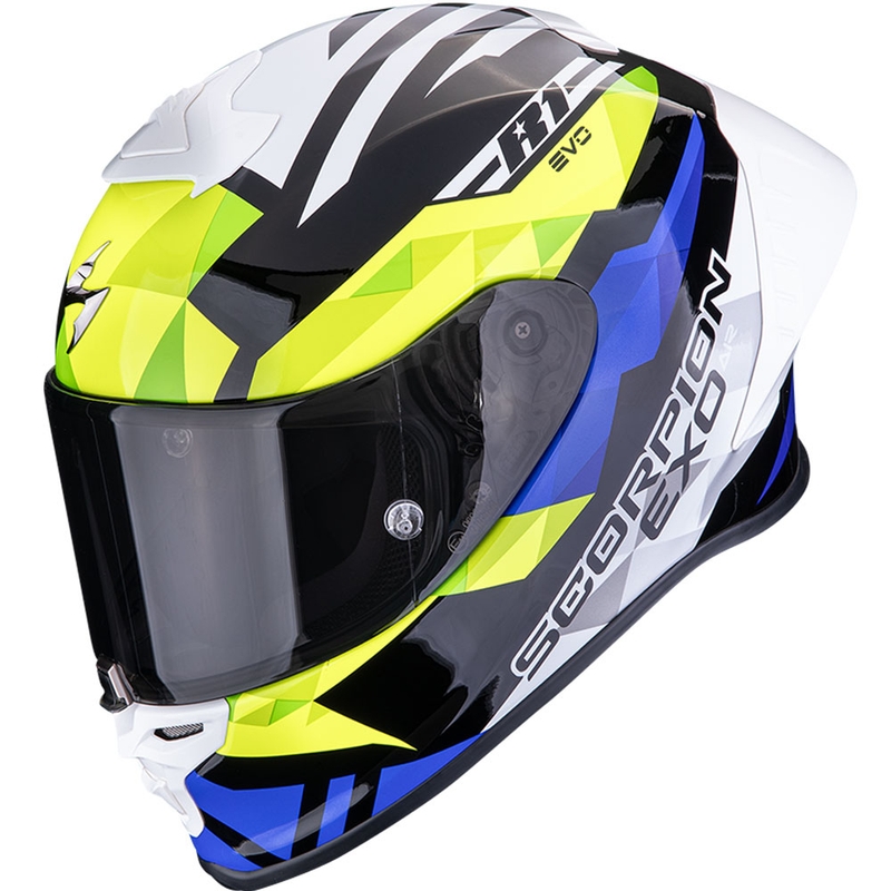 Integrální helma na motorku Scorpion EXO-R1 EVO II Air Valere černo-modro-fluo žlutá