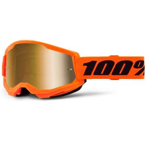 Dětské motokrosové brýle 100% STRATA 2 oranžové se zrcadlovým zlatým plexi