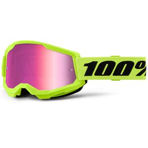 Dětské motokrosové brýle 100% STRATA 2 fluo žluté s růžovým plexi