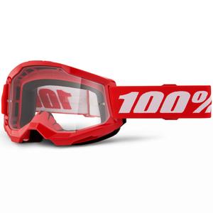Dětské motokrosové brýle 100% STRATA 2 červené s čirým plexi