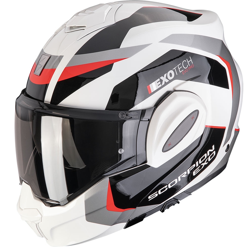 Překlápěcí helma na motorku Scorpion EXO-TECH EVO PRO Accuti šedo-černo-červená