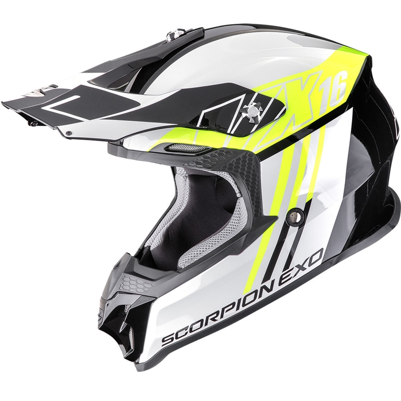 Motokrosová helma Scorpion VX-16 EVO Air Lignes černo-fluo žlutá