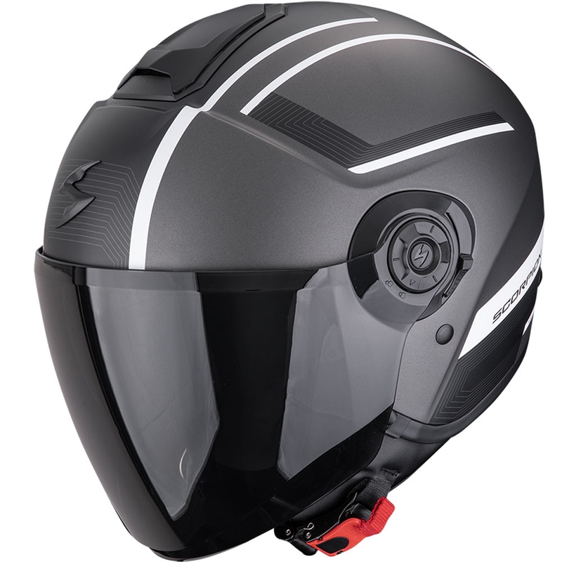 Otevřená helma na motorku Scorpion EXO-CITY II Cosmos matná stříbrno-bílá