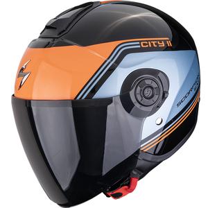 Otevřená helma na motorku Scorpion EXO-CITY II Vita černo-modro-oranžová