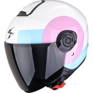 Otevřená helma na motorku Scorpion EXO-CITY II Sheer bílo-růžovo-světle modrá