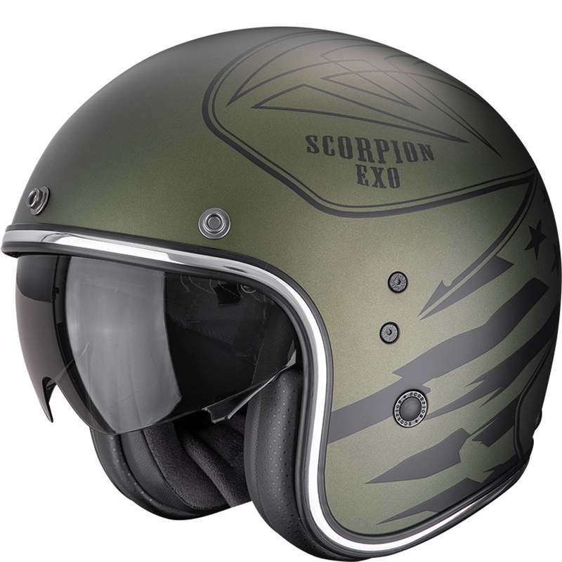 Otevřená helma na motorku Scorpion Belfast Dawg matná zelená