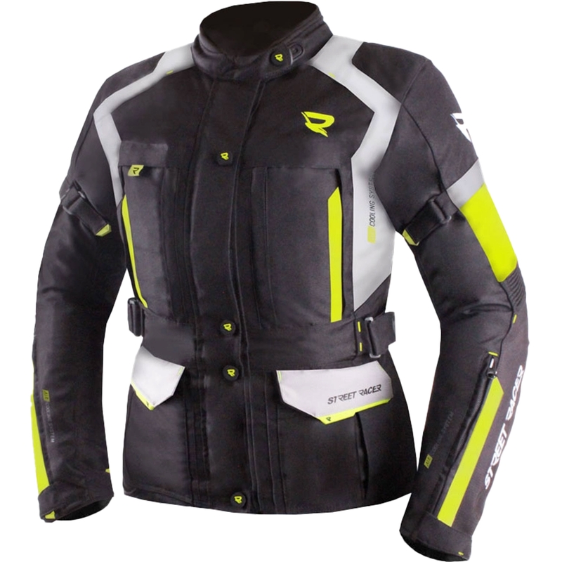 Dámská bunda na motorku Street Racer Hilax černo-šedo-fluo žlutá